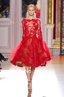 zuhair murad red see through lace beads cocktail dresses short prom dresses elastic satin rs 38