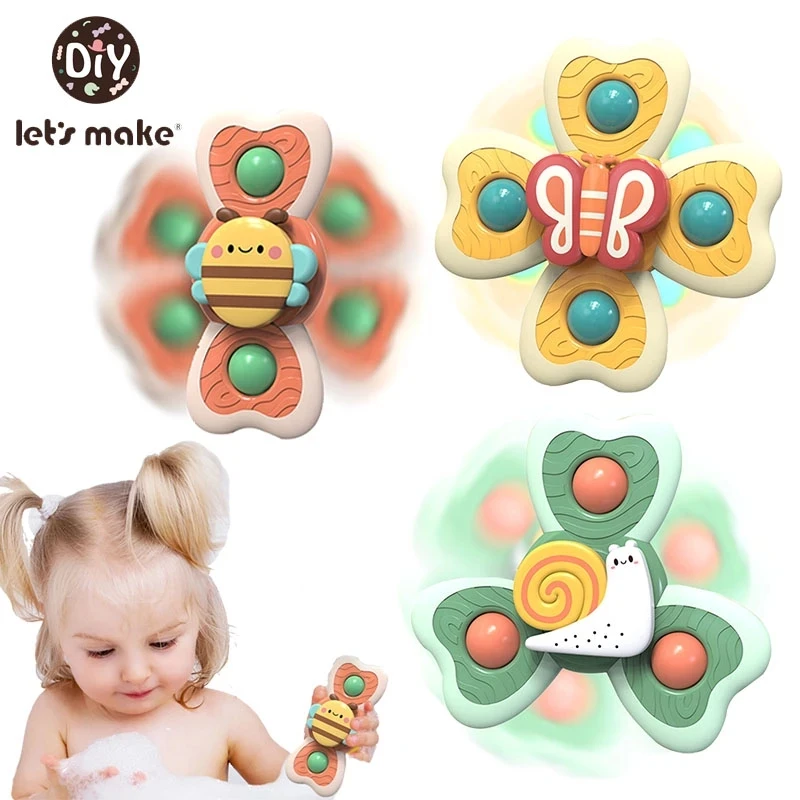 

3Pcs/1Set Rotatable Suction Cup Fan Animal Bathroom Grasping Gyro Spinner Toy Early Learning Supplies Touch Sensory Spin Toy