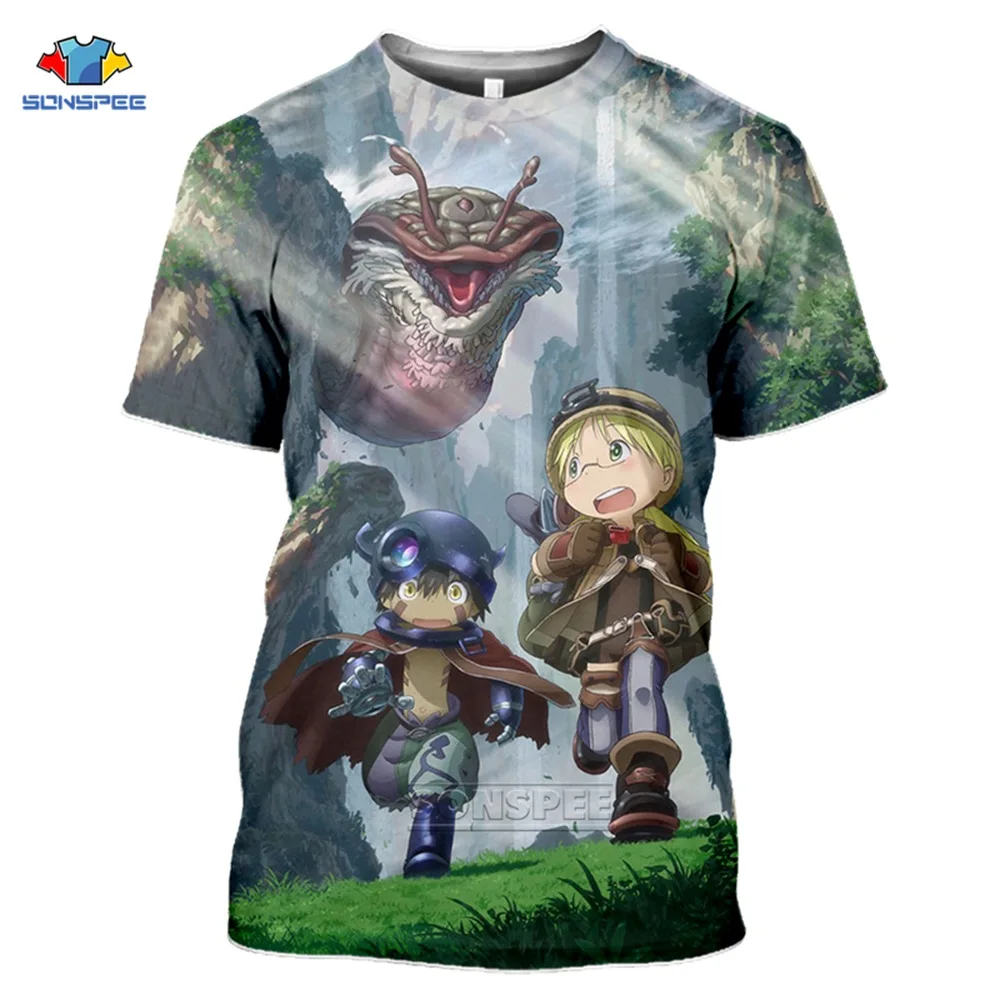 Футболка SONSPEE с аниме Сделано в Бездне Мужская футболка 3d принтом летняя рубашка