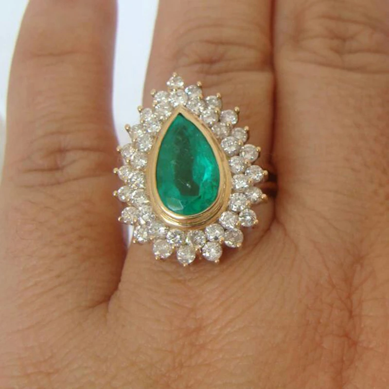 Ring M100 Большое кольцо с зеленым камнем для женщин, свадебный подарок, роскошные ювелирные изделия, серебряное кольцо с кубическим цирконием, Bague Femme Anillos Mujer Z5X873 - Цвет основного камня: Ring M100