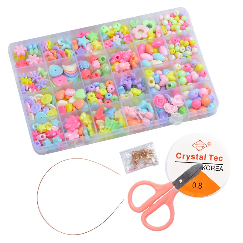 

24 lattice storage box DIY beaded 550 pieces of cartoon style bracelets play house games children interactive gift toys