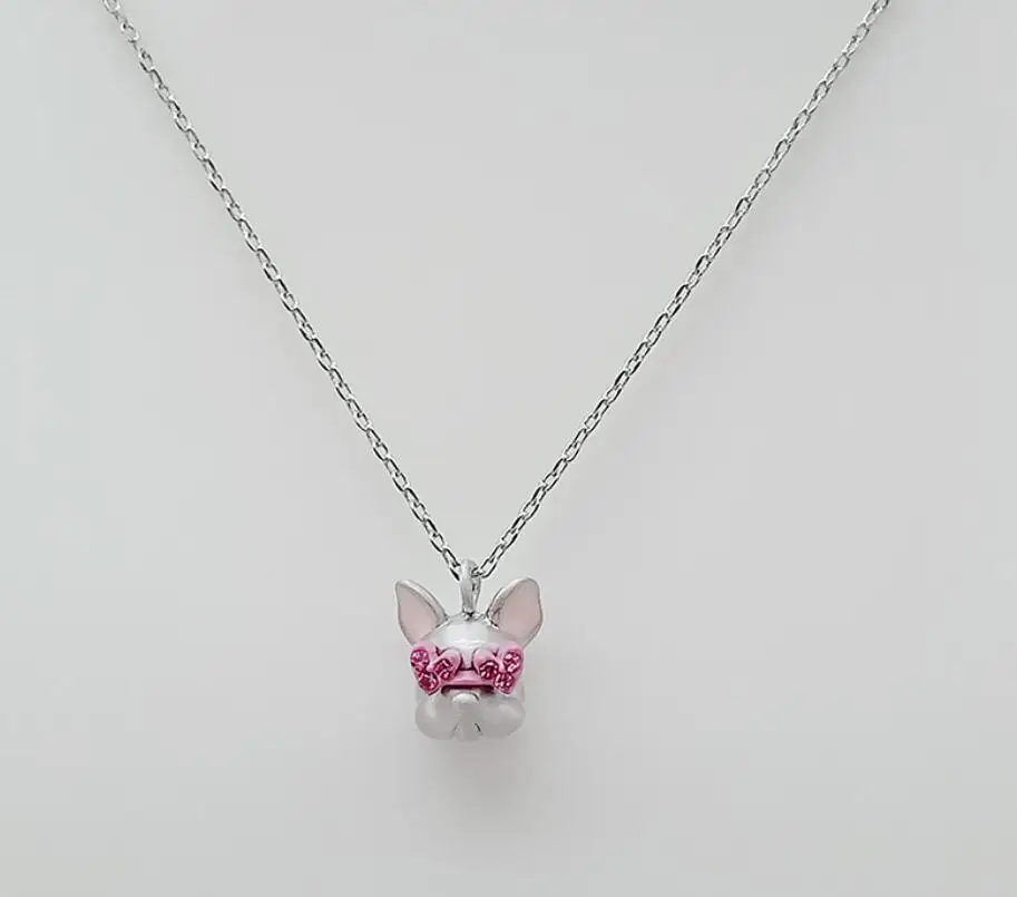 necklace B Cszjd Роскошные ювелирные изделия высокого качества медь глянцевое покрытие Law fighting dog серьги Бульдог ожерелье - Окраска металла: necklace B