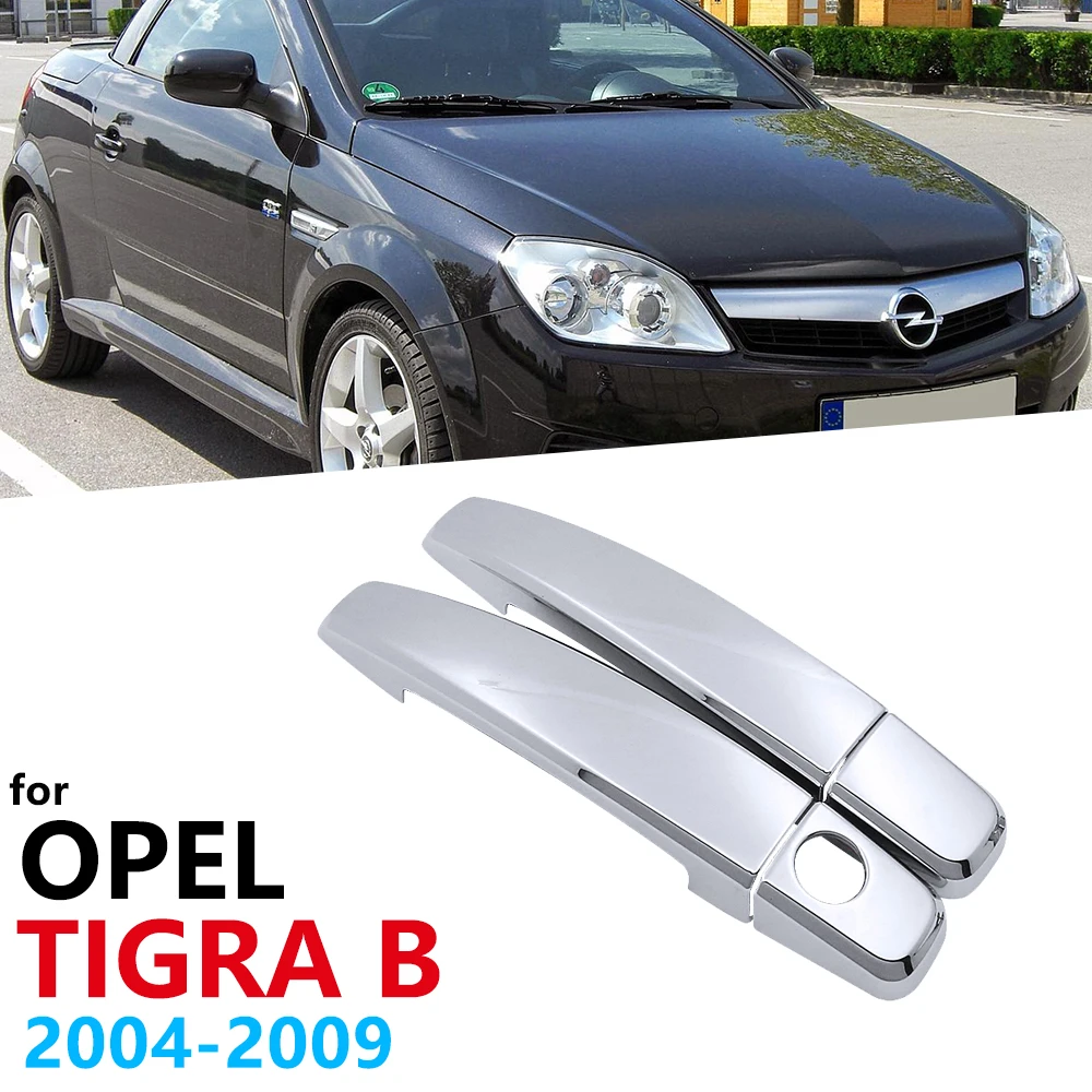 2PCS Car Chrome Handles Silver gloss Cover trim set for Opel Tigra B 2004~2009 Vauxhall Holden TwinTop Car Accessories Stickers