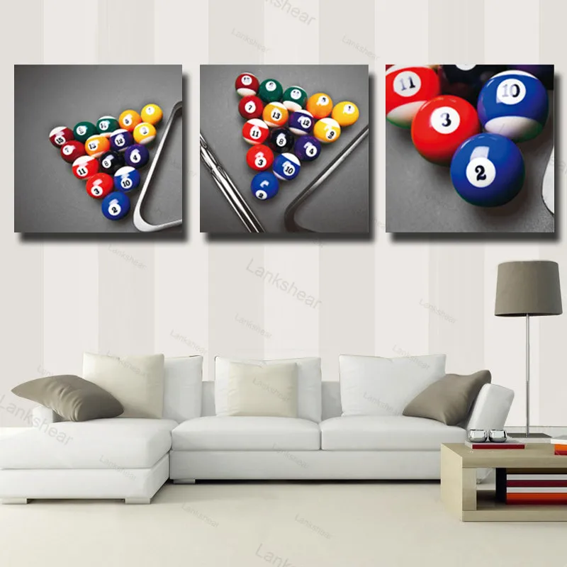 3 предмета красочные бильярдный шар печать холст картина Современные картины на