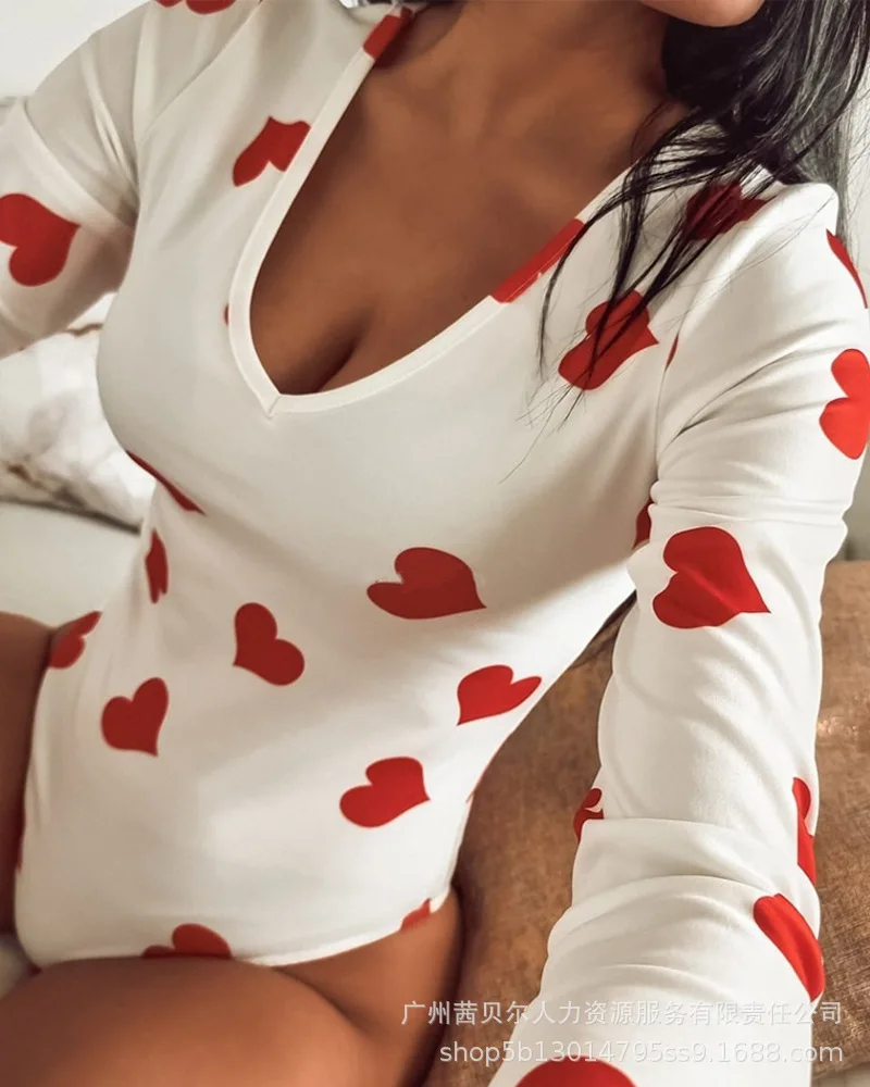 

Love Printed Jumpsuit Women 2021 Autumn New Fashion Long Sleeved Casual Jumpsuit