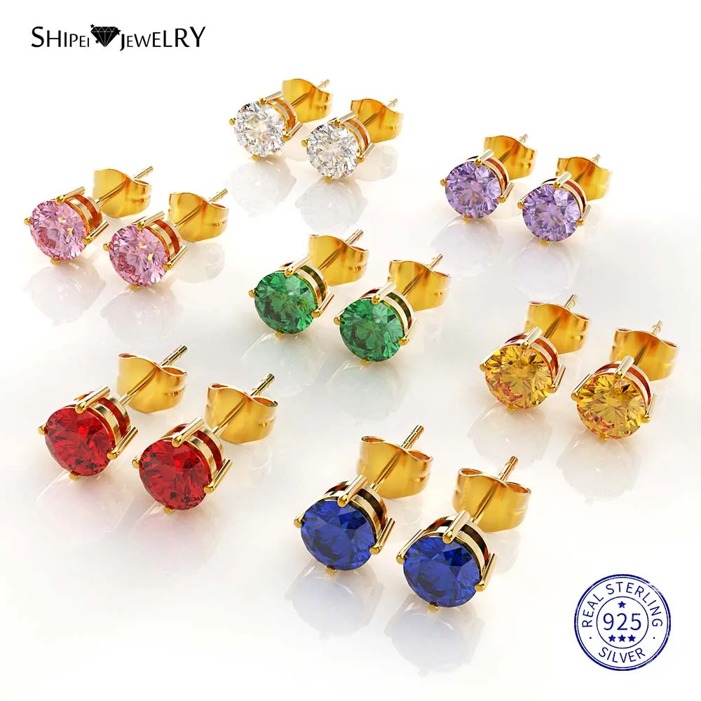 Женские и мужские серьги-гвоздики Shipei 100% Стерлинговое Серебро 925 пробы ювелирные