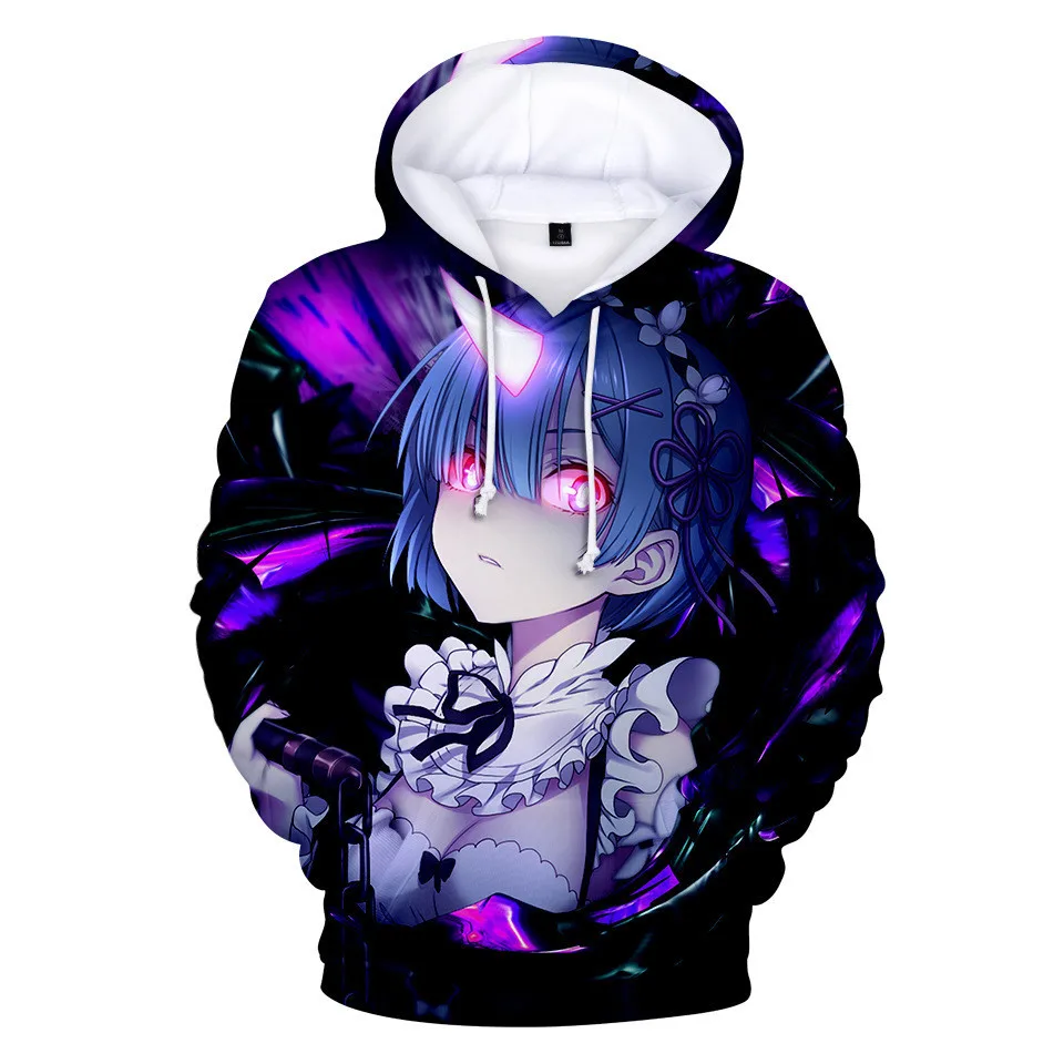 Новинка 2021 худи Ainme Re Zero 3D для мужчин и женщин Харадзюку одежда Rem Ram японские -