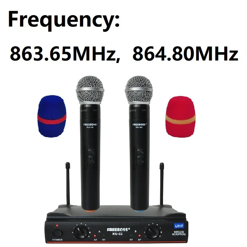 Frequency 863 864 UHF Long Range Dual Channel 2 Handheld Mic Transmitter Professional Karaoke UHF Wireless Microphone System consumer electronics - Цвет: Frequency 863 864