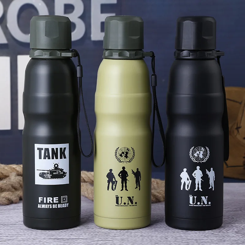 Army Men Thermos 500ml Stainless Steel Thermo insulated Cup Bottle for Water Tea Coffee Sport Swig Outdoors Portable Travel Mug