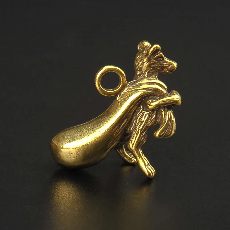 Ретро латунный золотой брелок для денег в виде крысы подвески из меди со знаками
