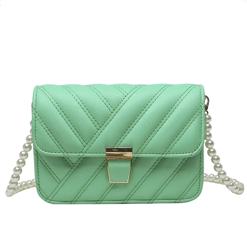 

Ladies Shoulder Bag High Quality Fashion Ladies Messenger Bag Pearl Chain New Ladies Small Square Bag New Artificial Leather