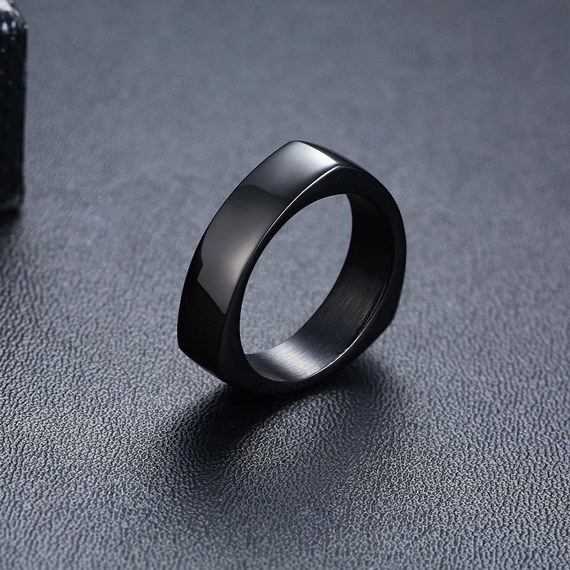 Простые треугольные кольца для мужчин черный цвет нержавеющая сталь