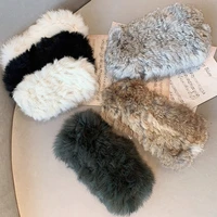 fluffy fur headband women handmade genuine mink fur headbands girls elastic o ring neck scarf hair band for women