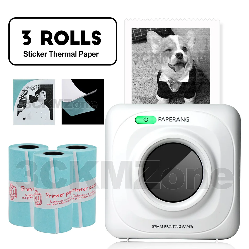 Add 3Sticker Paper Мини Карманный фотопринтер безчернильный Bluetooth портативный термальный фотопринтер Bluetooth USB для мобильных телефонов Android iOS ПК - Цвет: Add 3Sticker Paper