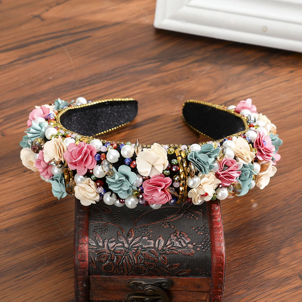 Haimeikang толстая губка бархатные повязки на волосы Роскошные цветные стразы дикие