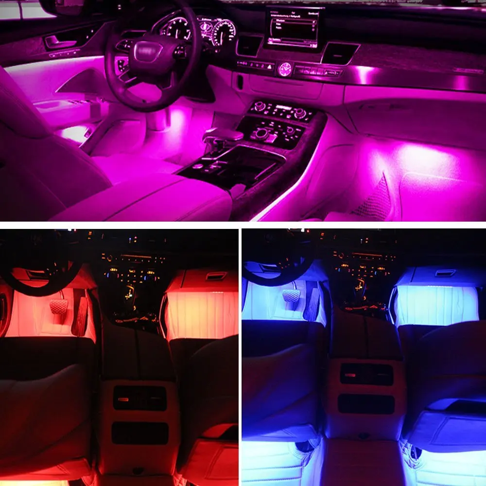 72 LEDs Car Interior Light Atmosphere Lights Strip Waterproof Glow Neon Lighting Kit with Wireless Remote Sound Activated | Лампы и