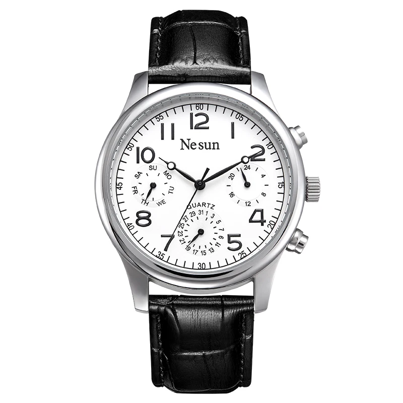 

NESUN Official Men Chronograph Multi-function Sport Quartz Wristwatches Japan MIYOTA Genuine Leather New Male Gift Clock MN8481