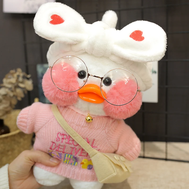 

Розовая плюшевая игрушка LaLafanfan Kawaii Cafe Mimi желтая утка, 30 см, милая мягкая кукла, мягкие куклы-животные, детские игрушки, подарок на день рожден...