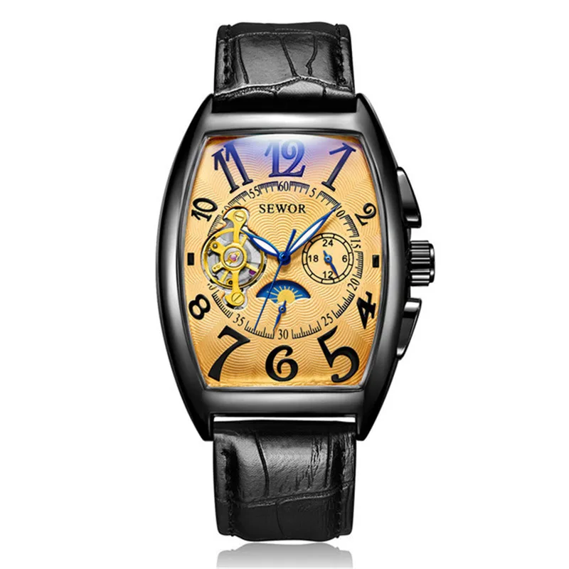 Модные деловые механические часы tourbillon мужские в европейском и американском