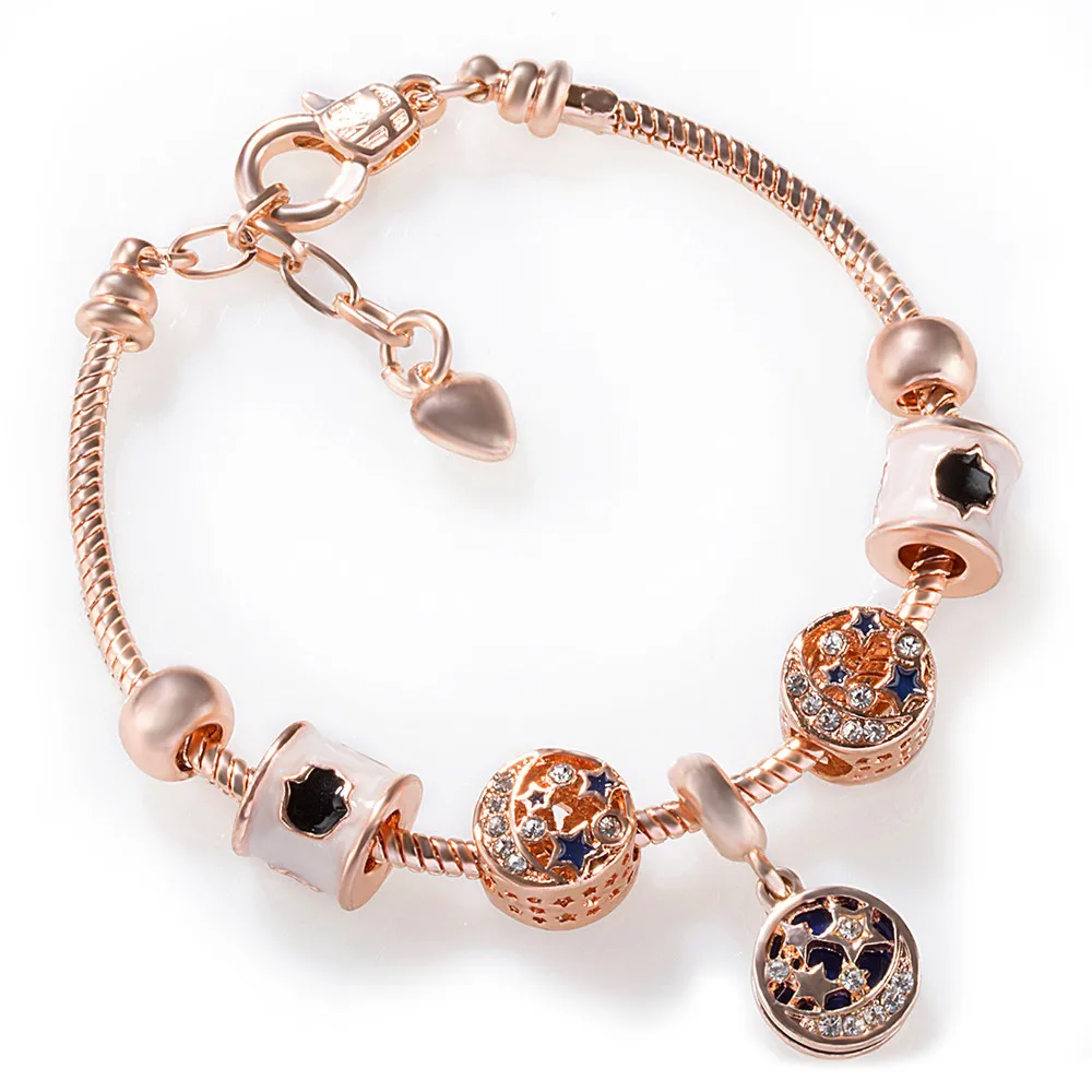 

Bracelet 2021 Trend New Punk Gothic For Women Men Couple Robot Cherry Blossom Heart Key Pendant Beads Anime Snake Chain Jewelry