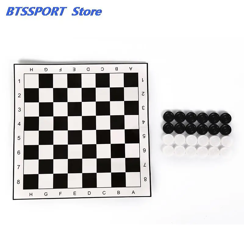 International Checkers Game Board+ 24pcs Chess Portable Folding Plastic Size 33*33cm | Спорт и развлечения