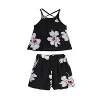 toddler summer outfits for baby girl clothes set korean fashion flower sleeveless t shirtshorts childrens boutique clothing 005