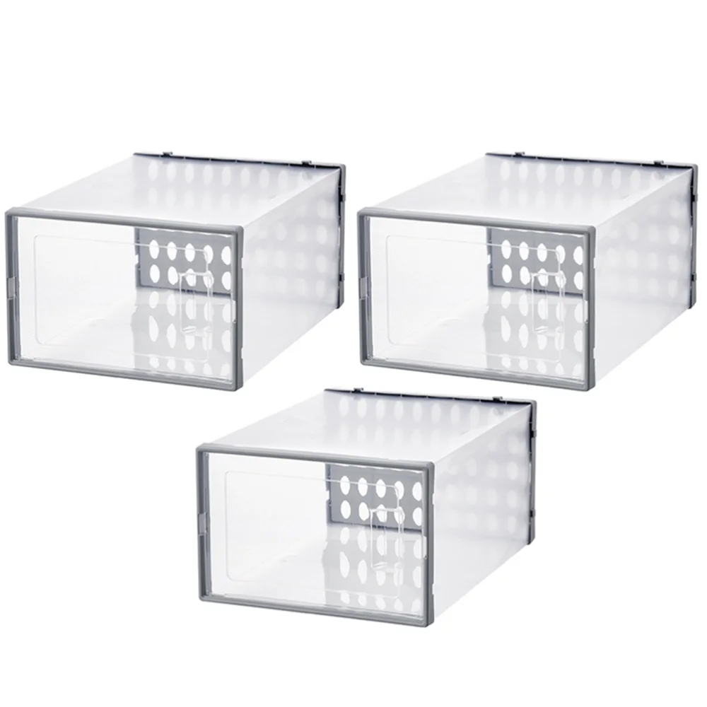 

3Pcs Transparent High-top Basketball Shoes Boxes Sturdy Shoes Display Boxes