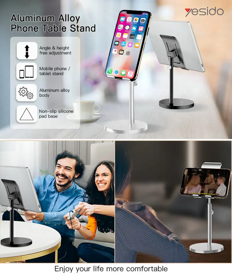 Display Aluminium Table Adjustable Flexible Desktop Desk Mobile Cell Smart Cellphone Stand Phone Tablet Support Holder For Ipad