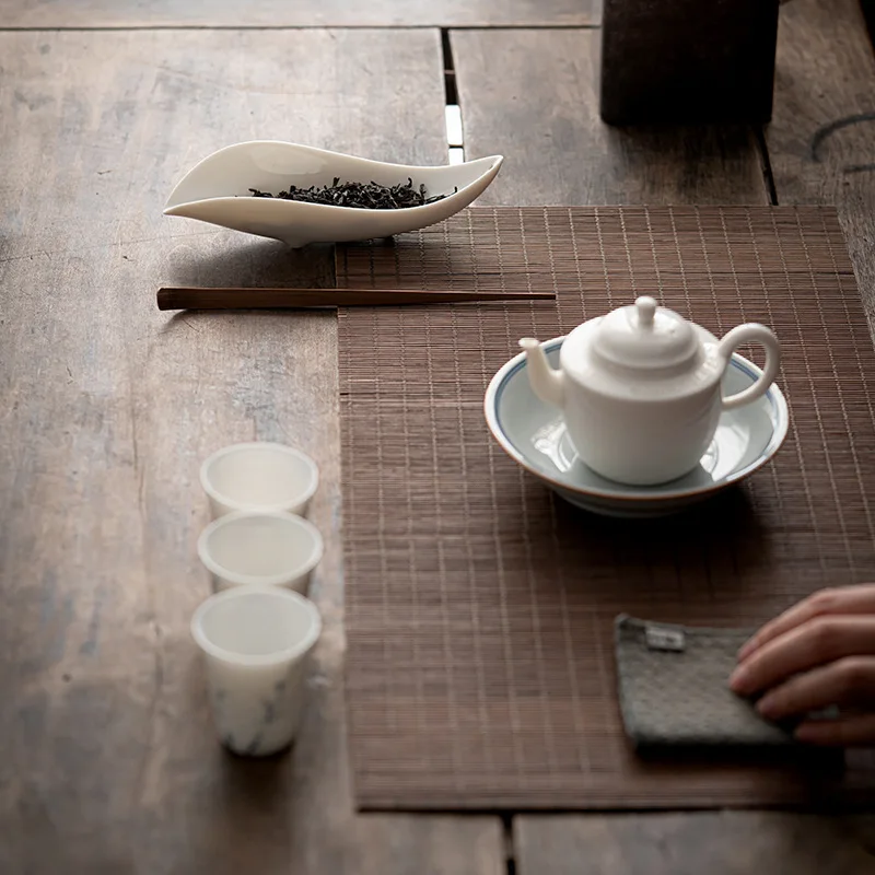 Juego de 2 unids/set De cucharadita de cer&aacute;mica con forma de hojas rizadas, pala de t&eacute; de estilo chino tradicional, cuchara de t&eacute; de Kung Fu chino, accesorios de t&eacute;-5