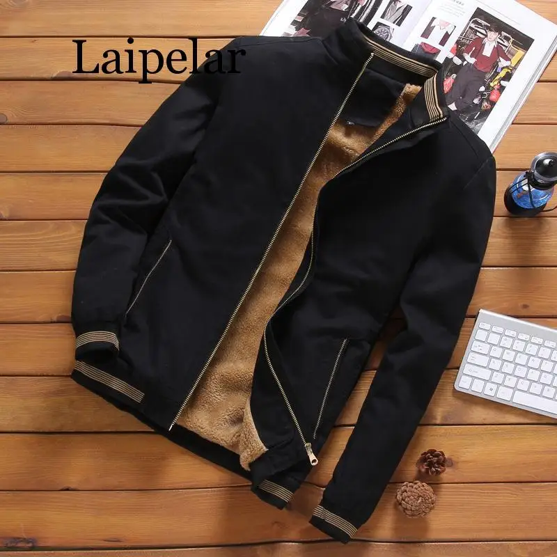 

Laipelar Autumn Mens Bomber Jackets Casual Male Outwear Fleece Thick Warm Windbreaker Jacket Mens Military Baseball Coats Clothi