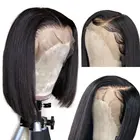 Парик средней длины, короткий, прямой, синтетический, на сетке спереди, для чернокожих женщин, с детскими волосами, предварительно выщипанный, термостойкий, плотность 180%
