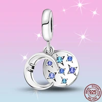 hot sale 100 silver color 925 star and moon pendant charms beads fit original pandora bracelet for women jewelry gift