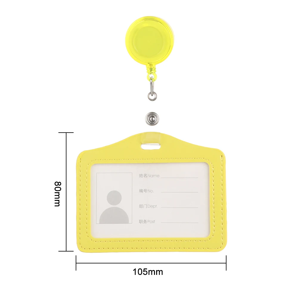 

ID Card Holders PU Leather Badge Case With Retractable Reel Bank Credit Card Holder Protective Shell Identity Tag Office Supply