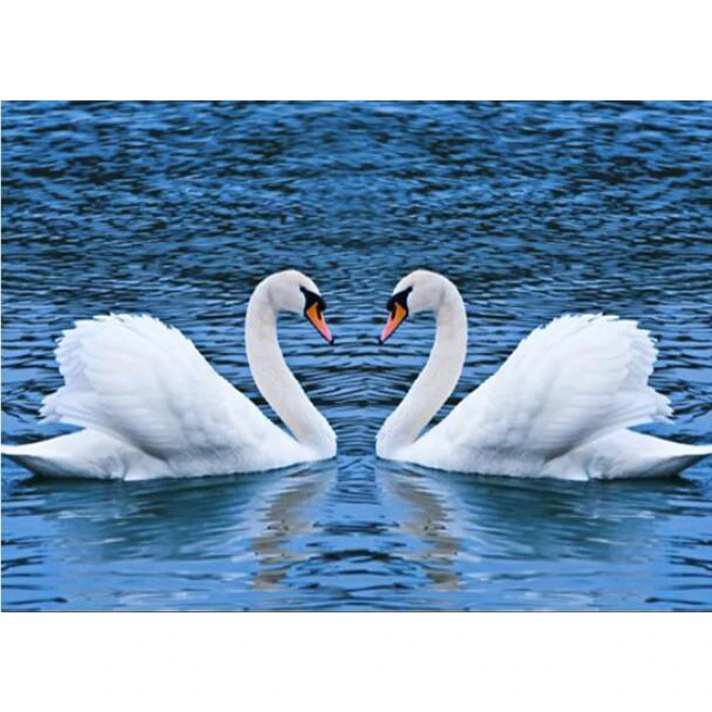 Полноразмерная/круглая Алмазная 5D картина сделай сам лебедь озеро стразы