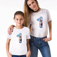 frozen print number 1234 printed family matching t shirts summer white sister brothed unisex family matching tops dropship