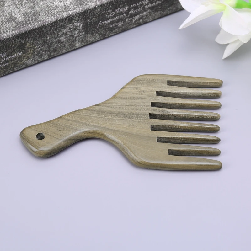

Wooden Wide Tooth Comb Green Sandalwood Massage Styling Hair Care Birthday Gift