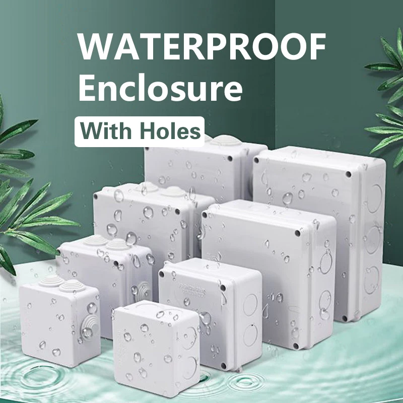 

Plastic Case Waterproof Enclosure Box Electronic Project Outdoor Instrument Electrical Project Box Junction Housing with holes