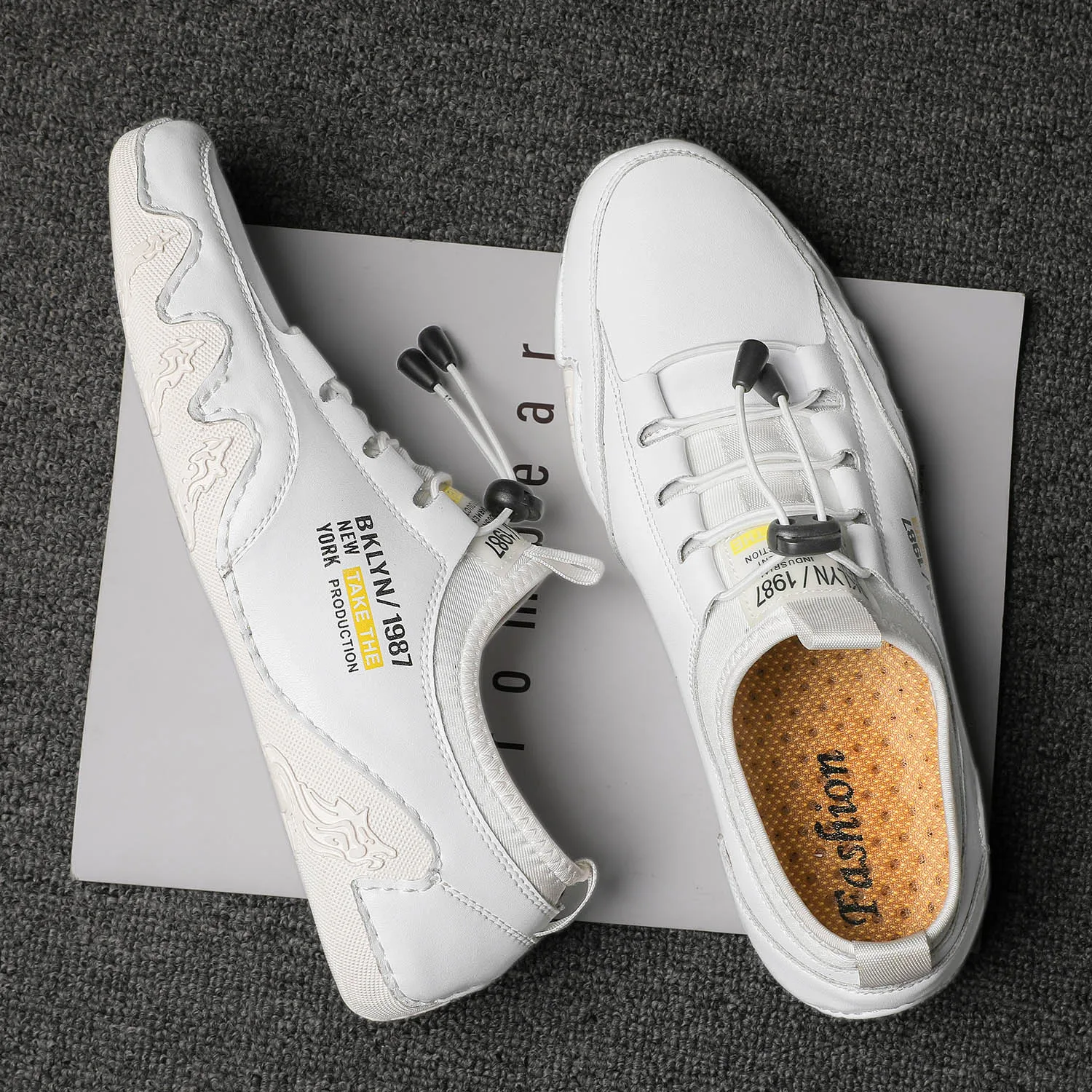 Лоферы мужские из натуральной кожи повседневная обувь для вождения плоская