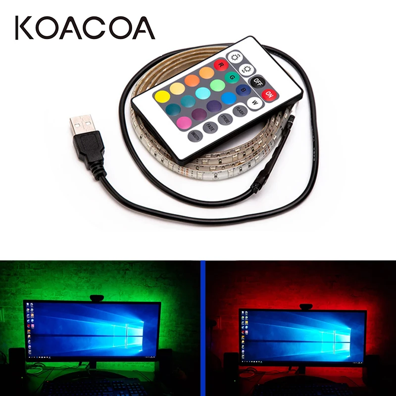 5 В USB Светодиодная лента светильник RGB 2835SMD гибкий светодиодный светильник лента 1 м 2 м 3 м 4 м 5 М HD ТВ Настольный экран подсветка косой светильник ing