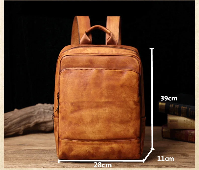 Мужской рюкзак из натуральной кожи в стиле ретро Повседневная деловая сумка на