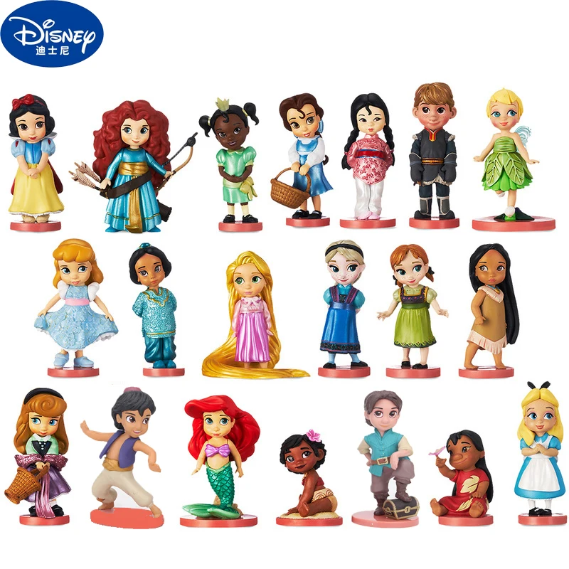 Disney Princess Snow White Cinderella Rapunzel Bell Fairy PVC Action Figures Disney Dolls Toys for Girls Children Gift