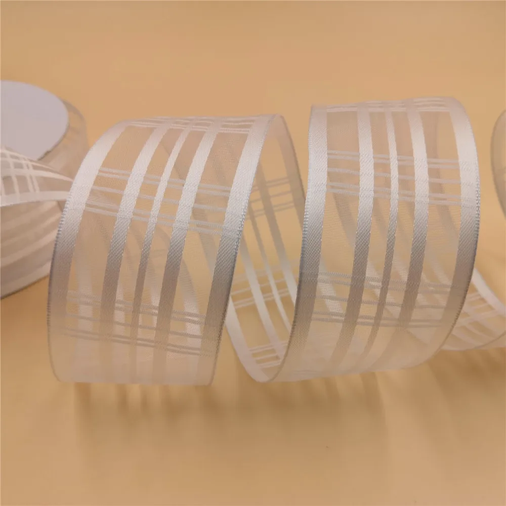 Белая органза с проволочной лентой 38 мм для украшения на день рождения упаковки