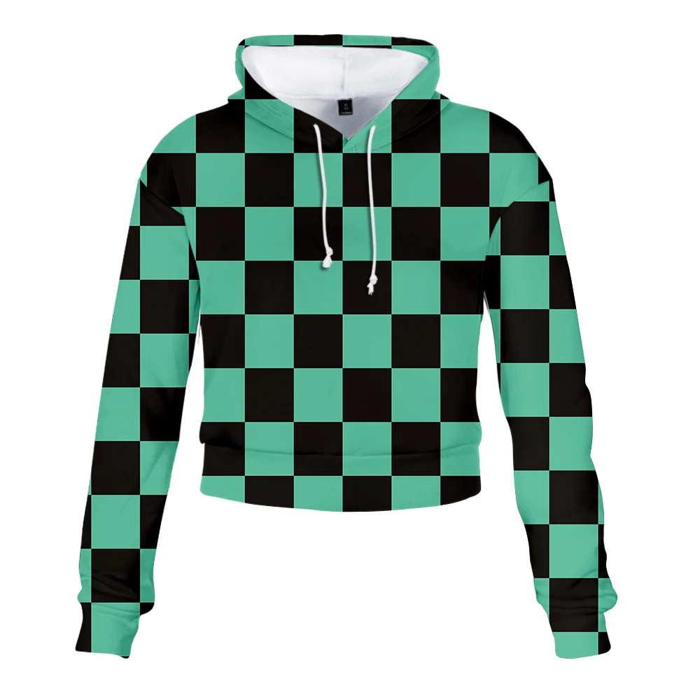 

Demon Slayer Cosplay 3D Fashion Printed Long Sleeve Cropped Hoodies Women Hooded Pullover Crop Top Hot Sale Streetwear Clothes