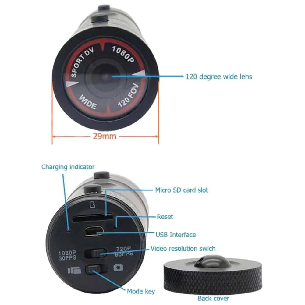 

AMYGOJJ Mini Full HD 1080P Camera HD Bike Motorcycle Helmet Sports Action Camera Video DV Camcorder Car Video Recorder