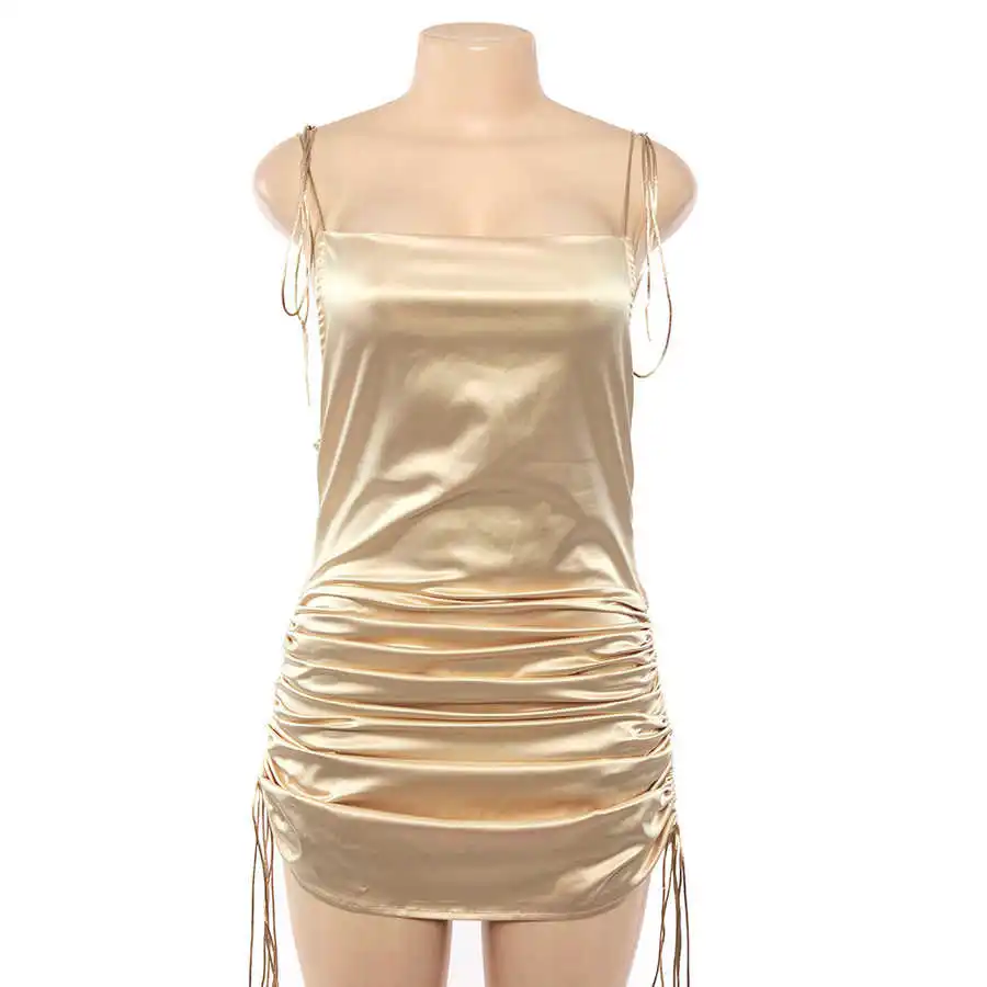 

Fashion Women Solid Straps Backless Sexy Dresses Bottom Length Adjustable Ladies Casual Dress Ne'w