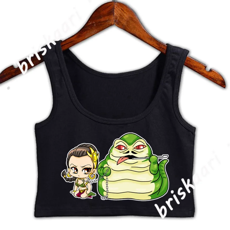 

Короткий топ Jabba And Leia в стиле манги, женский летний дизайнерский топ с надписью, милый Официальный жилет