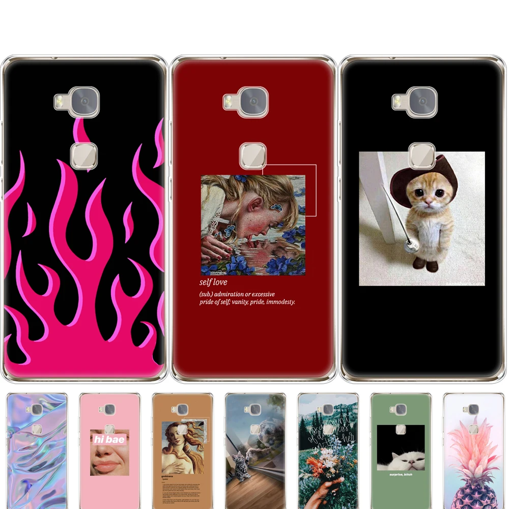 Чехол для телефона huawei honor 5X Мягкая силиконовая задняя крышка из ТПУ 360 полная