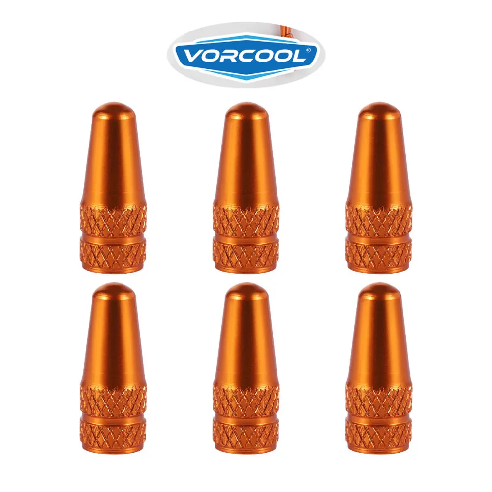 

VORCOOL 6 Pcs Aluminum Alloy French Caps for MTB Road Bike Mountain Bike Tyre Air Caps Dust Covers (Orange)