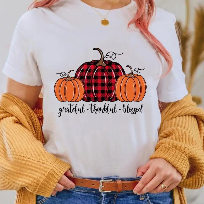 

Fall Leopard New Style Trend Cute Thanksgiving Halloween Women Autumn T Top Print Cartoon Shirt Female Graphic New Tee T-Shirts