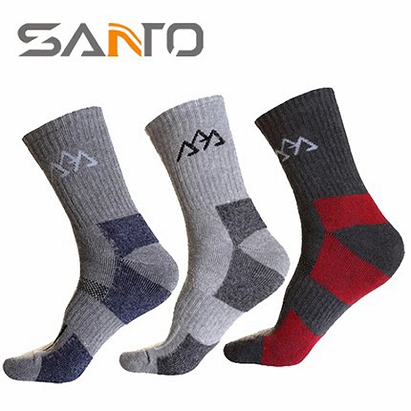 

3Pairs/Lot SANTO Outdoor Sports Socks Quick Drying Men Socks For Hiking Cycling Camping Trekking Thick socks